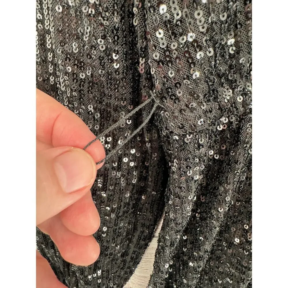 Betsey Johnson Dress‎ Womens Medium Sequin Long Sleeve V Neck Party Cocktail